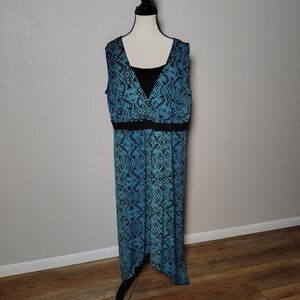 Catherines Blue and Black Asymmetrical Dress 1X
